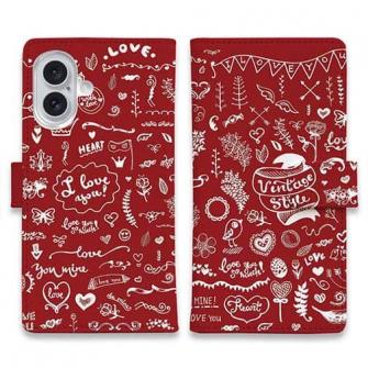 【手帳型】ビンテージなイラスト　レッド