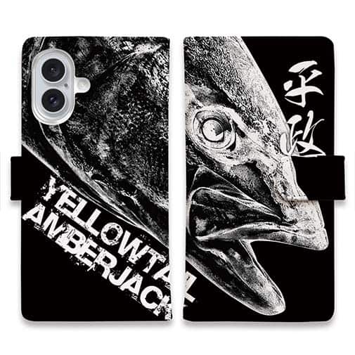 【手帳型】平政(ヒラマサ)墨絵風　黒