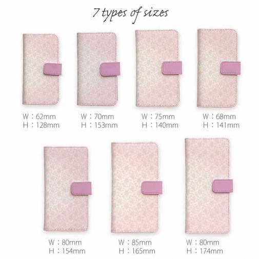 【手帳型】花のシームレスパターン　ピンク