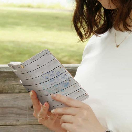 【手帳型】錨・帆船・コンパス・貝殻・灯台　海をイメージするイラスト