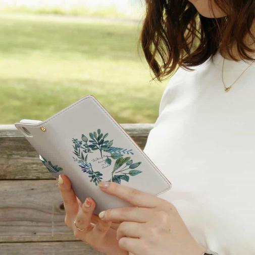 【手帳型】水彩で描いた花とハーブ