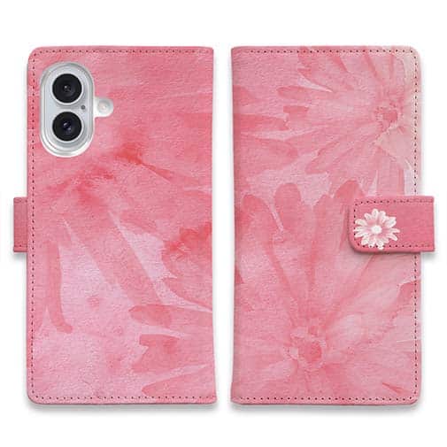 【手帳型】ウォーターフラワー ピンク