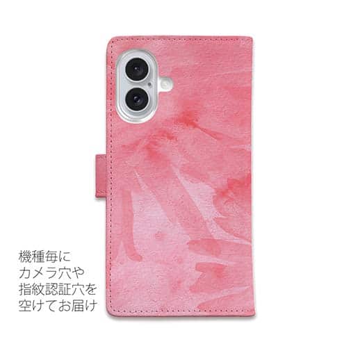 【手帳型】ウォーターフラワー　ピンク