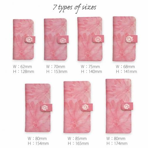 【手帳型】ウォーターフラワー　ピンク
