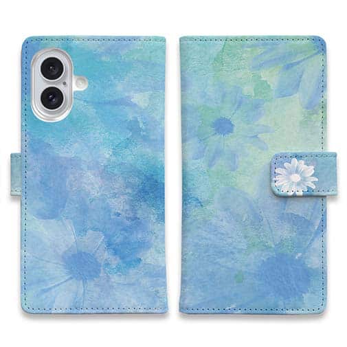 【手帳型】ウォーターフラワー ブルー