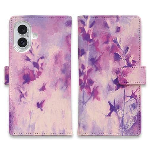 【手帳型】ラベンダー パープルフラワー