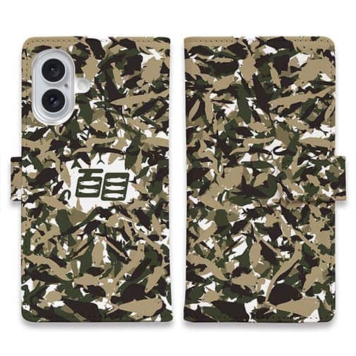 【手帳型】百目ロゴ　迷彩ネイビーブラウン