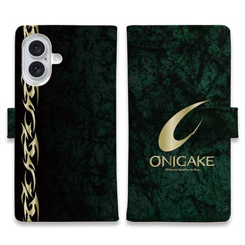 【手帳型】鬼掛　黒刃(くろやいば)　ターコイズ