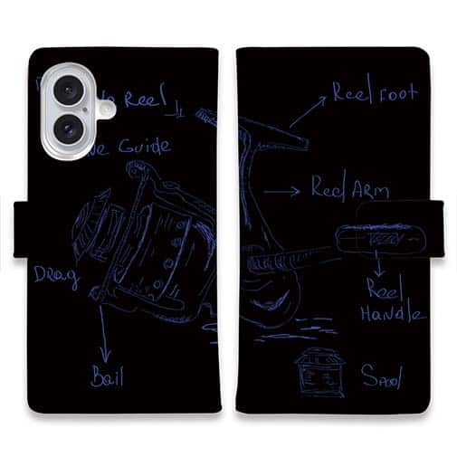 【手帳型】リールの解説　手書き風　ブラック