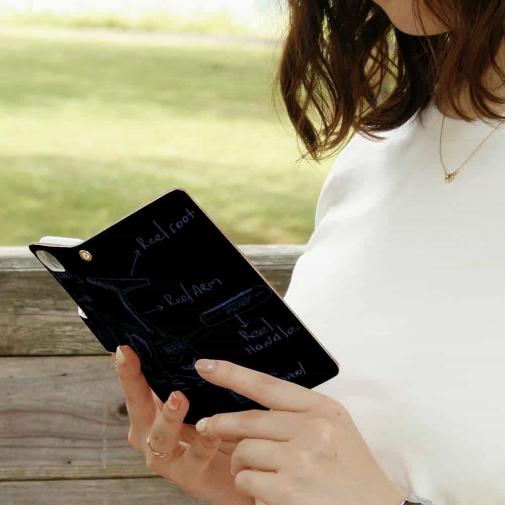 【手帳型】リールの解説　手書き風　ブラック