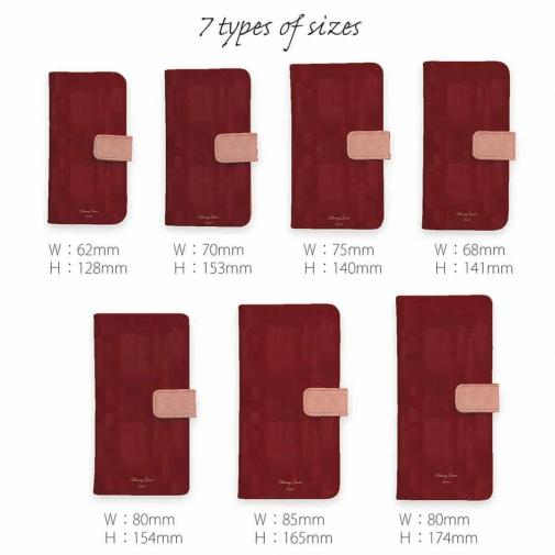 【手帳型】スエード風大人のワインレッド