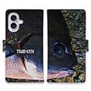 【手帳型】オナガと釣研ロゴ