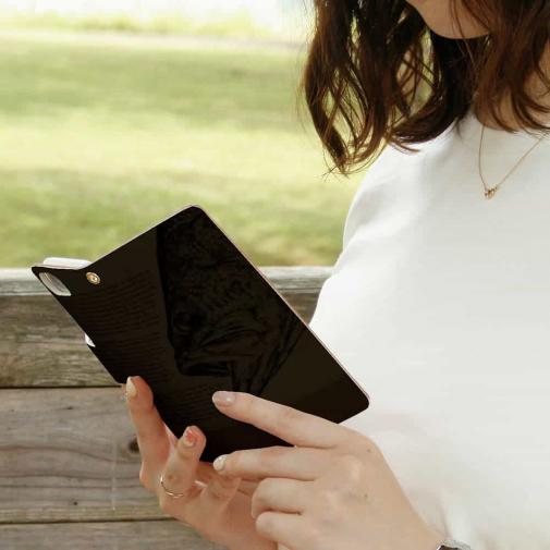 【手帳型】ブラックバス釣り　革風デザイン