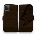 【手帳型】ブラックバス釣り　革風デザイン