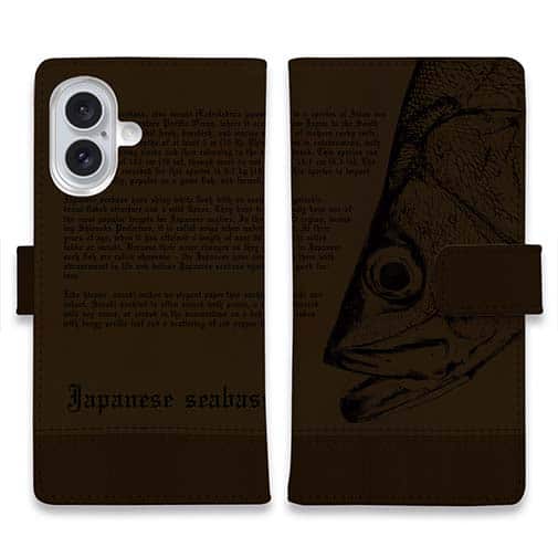 【手帳型】シーバス(スズキ)釣り　革風デザイン