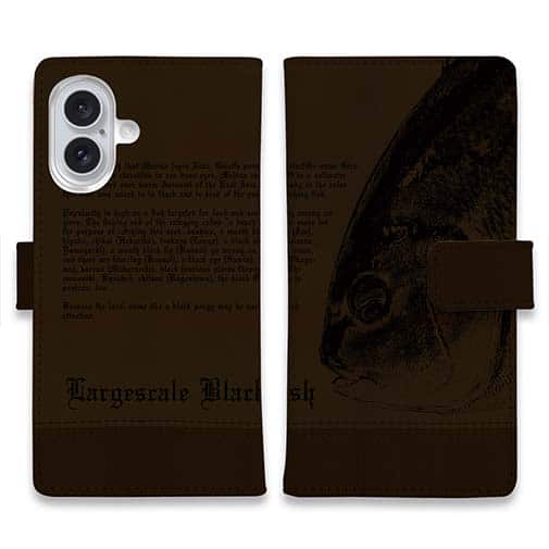 【手帳型】オナガ　革風デザイン