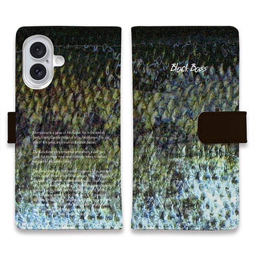 【手帳型】ブラックバス柄