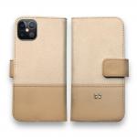 【手帳型】レザー風リボン&ショルダーストラップ　ベージュ