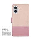 【手帳型】レザー風リボン&ショルダーストラップ　ライトピンク