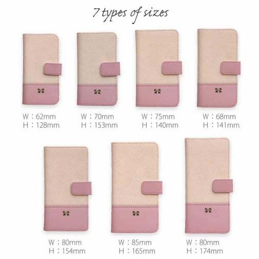 【手帳型】レザー風リボン&ショルダーストラップ　ライトピンク