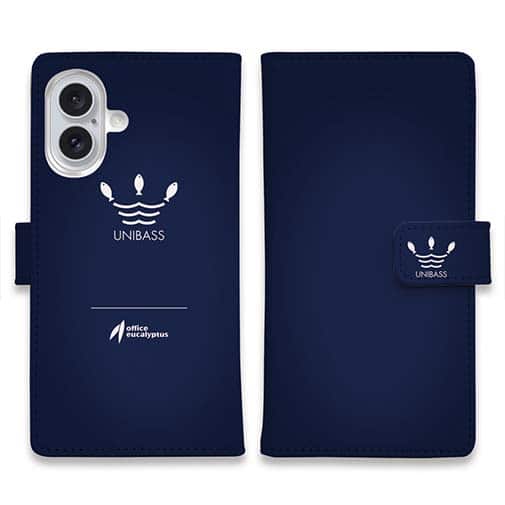 【手帳型】 UNIBASS　ロゴバック　ロイヤルブルー