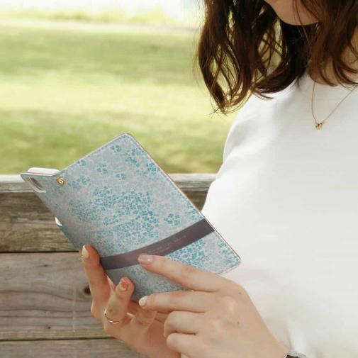 【手帳型】紫陽花(あじさい)　ブルー