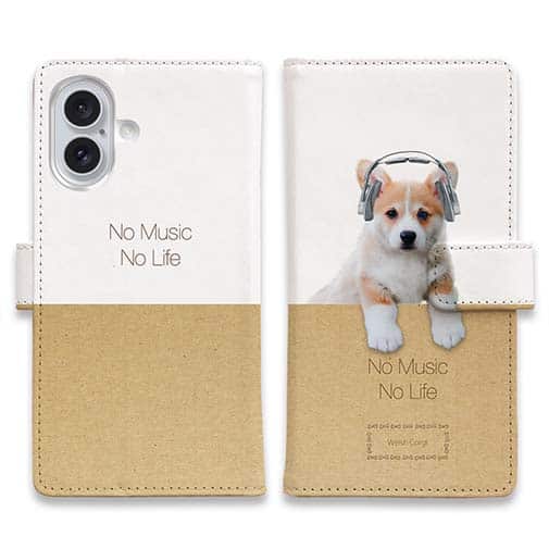 【手帳型】コーギーだってNo Music No Life