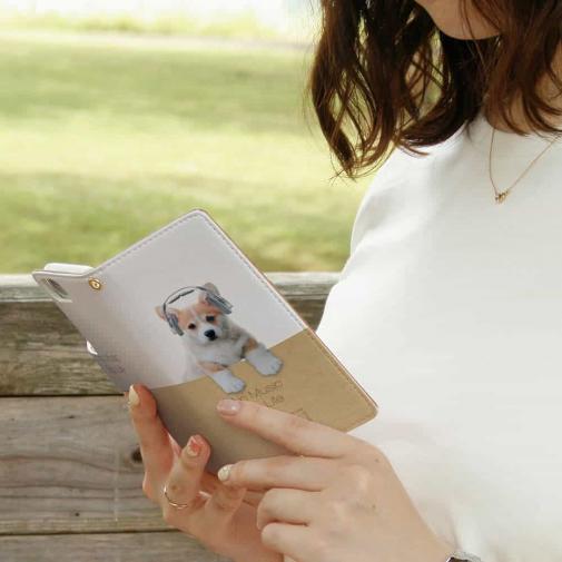 【手帳型】コーギーだってNo Music No Life