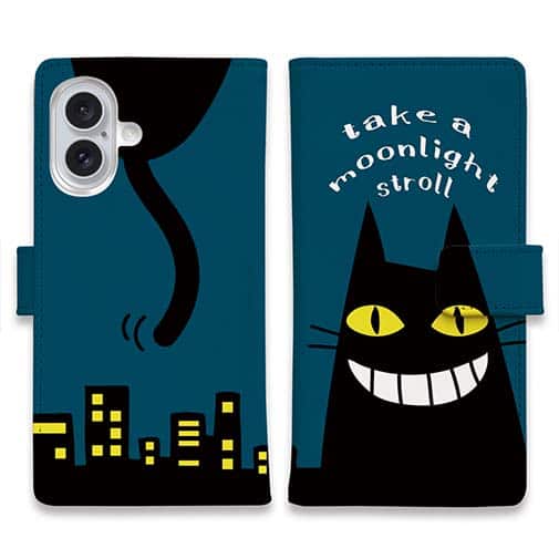 【手帳型】夜遊び好きな黒猫(wakat)