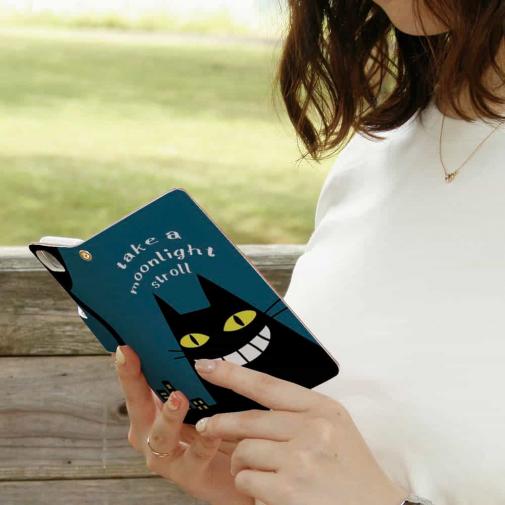 【手帳型】夜遊び好きな黒猫(wakat)