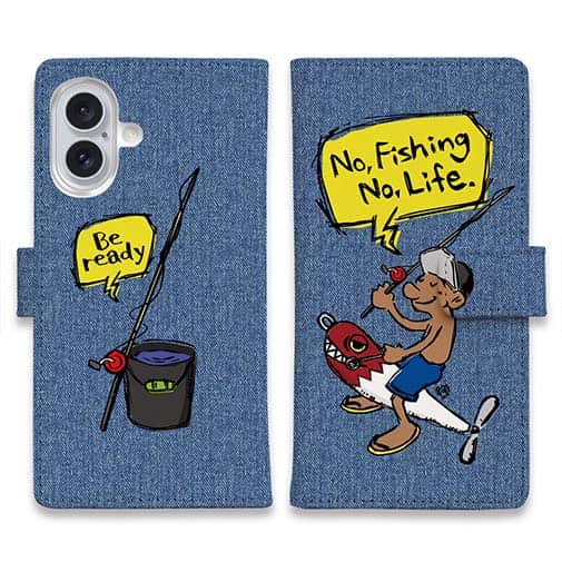 【手帳型】【釣りざんまい】ルアーに乗ったアングラー