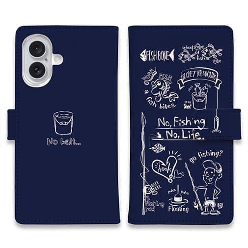 【手帳型】【釣りざんまい】釣りが好きなんです_ネイビー