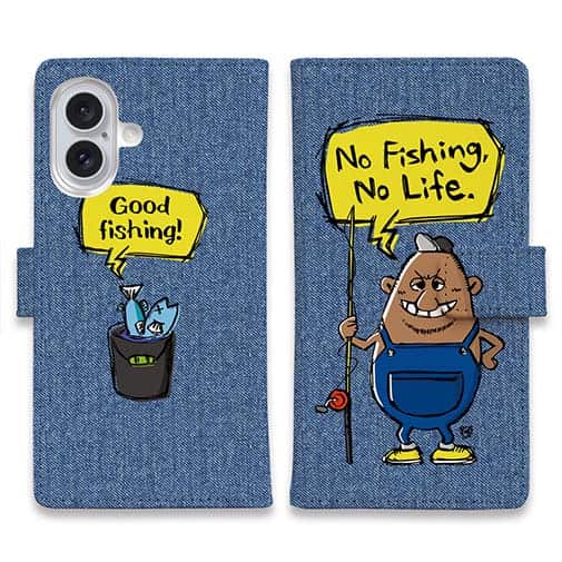 【手帳型】【釣りざんまい】ポッチャリアングラー