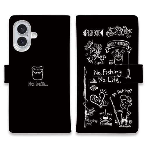 【手帳型】【釣りざんまい】釣りが好きなんです_ブラック