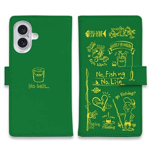 【手帳型】【釣りざんまい】釣りが好きなんです_グリーン