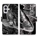 【手帳型】クロダイ(チヌ)　墨絵風(黒)