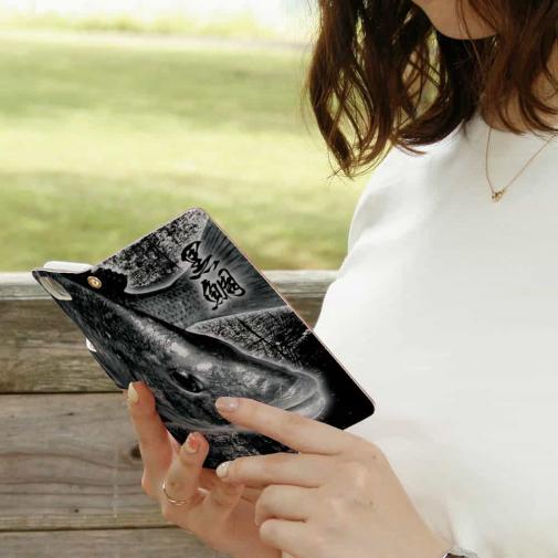 【手帳型】クロダイ(チヌ)　墨絵風(黒)