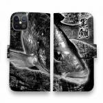 【手帳型】クロダイ(チヌ)　墨絵風(黒)