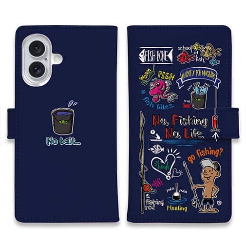 【手帳型】【釣りざんまい】釣りが好きなんです_カラフルネイビー