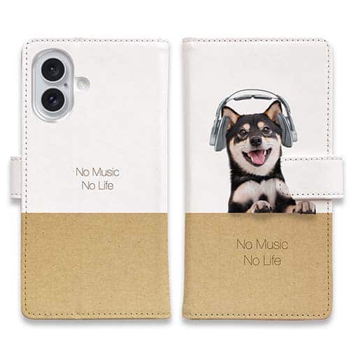 【手帳型】黒柴だってNo Music No Life