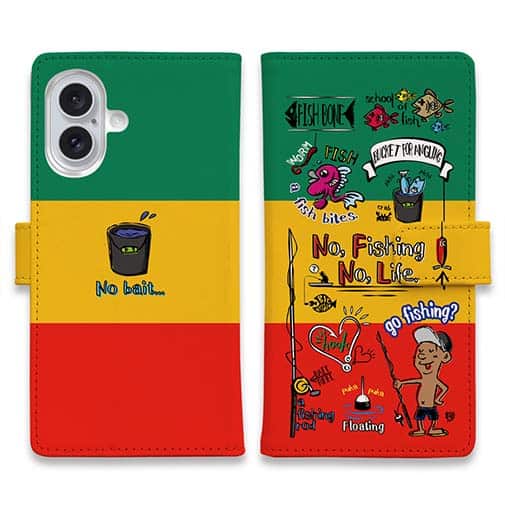 【手帳型】【釣りざんまい】釣りが好きなんです_カラフルラスタカラー