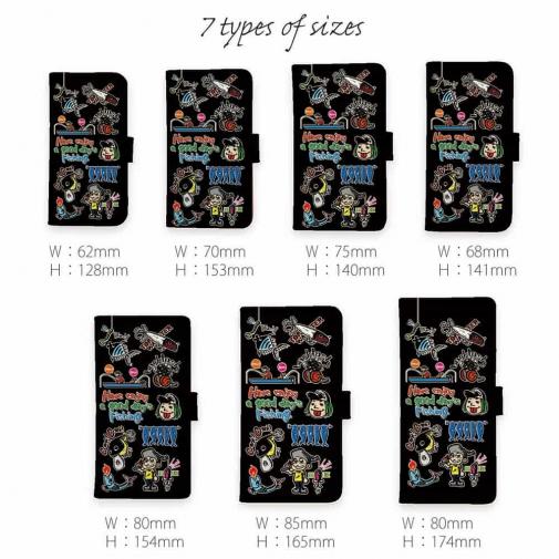 【手帳型】【釣りざんまい】魚釣りに出かけよう!_カラフルブラック