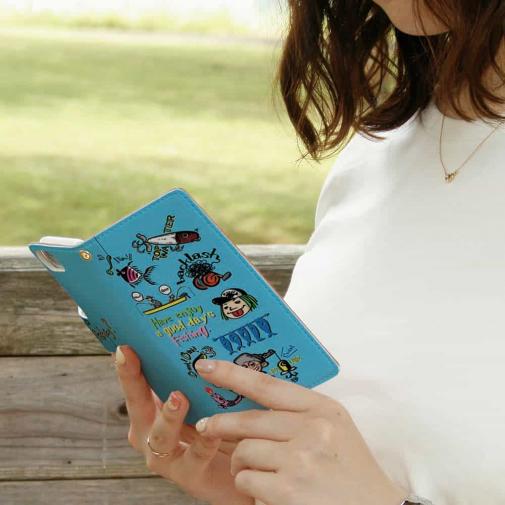 【手帳型】【釣りざんまい】魚釣りに出かけよう!_カラフルスカイブルー