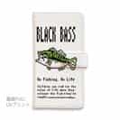 【手帳型】【釣りざんまい】ドット絵のブラックバス カラフルホワイト