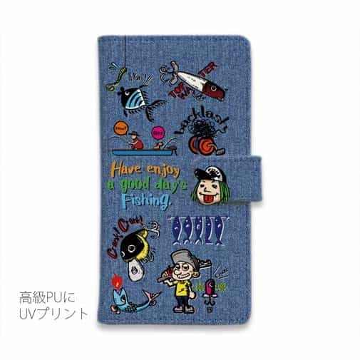 【手帳型】【釣りざんまい】魚釣りに出かけよう!_カラフルデニム風
