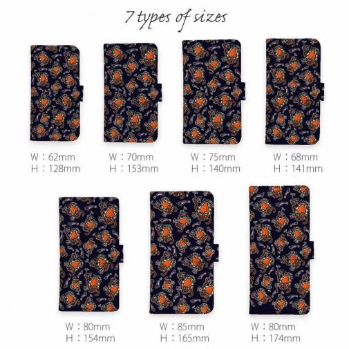 【手帳型】【釣りざんまい】エギに釣られるアオリイカ_カラフルダークネイビー