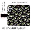 【手帳型】【釣りざんまい】ドット絵のブラックバスがいっぱい_カラフルブラック