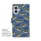 【手帳型】【釣りざんまい】ドット絵のブラックバスがいっぱい_カラフルデニム風