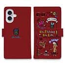 【手帳型】【釣りざんまい】釣りが好きなんです_カラフルレッド