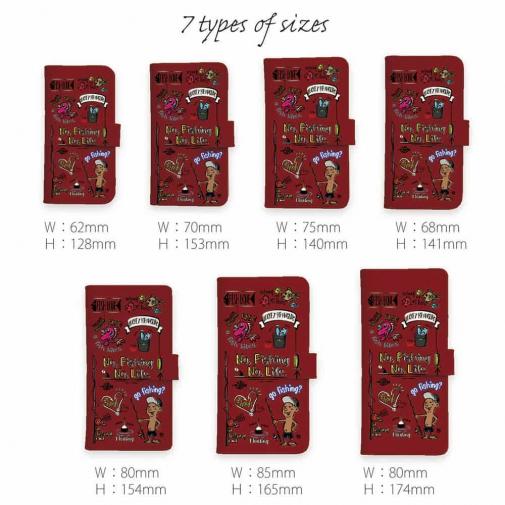 【手帳型】【釣りざんまい】釣りが好きなんです_カラフルレッド